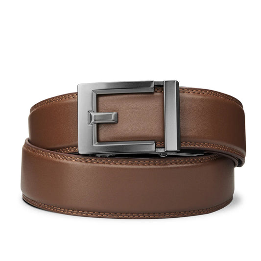 Kore Express Gunmetal Buckle classic leather belt bruin